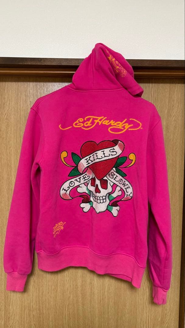 Ed Hardy ピンク パーカー M