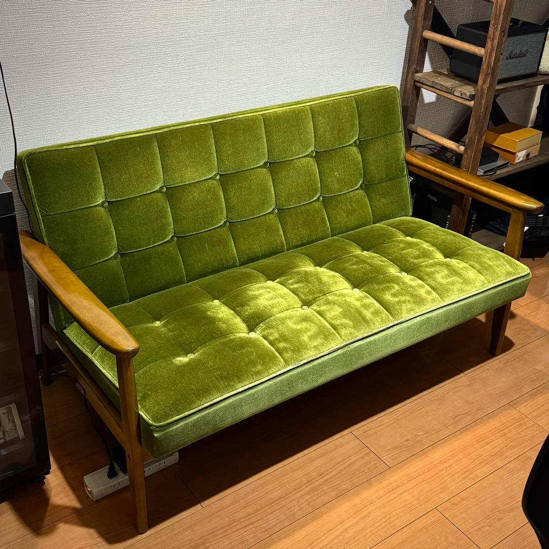 カリモク60 ソファ 2人掛け モケットグリーン チェア