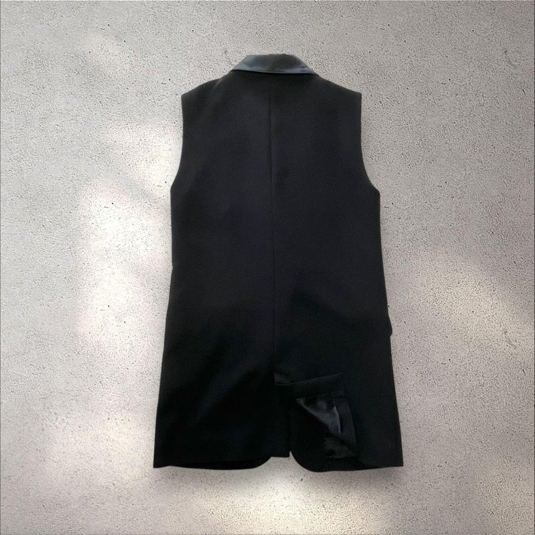 美品 リーファー ドレスジレ 38 黒 梨花 CHAMBRE ショールカラー