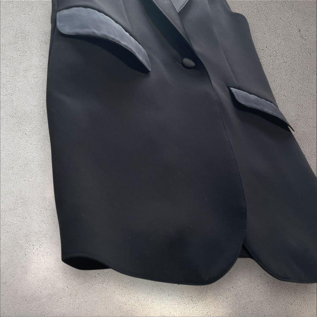 美品 リーファー ドレスジレ 38 黒 梨花 CHAMBRE ショールカラー