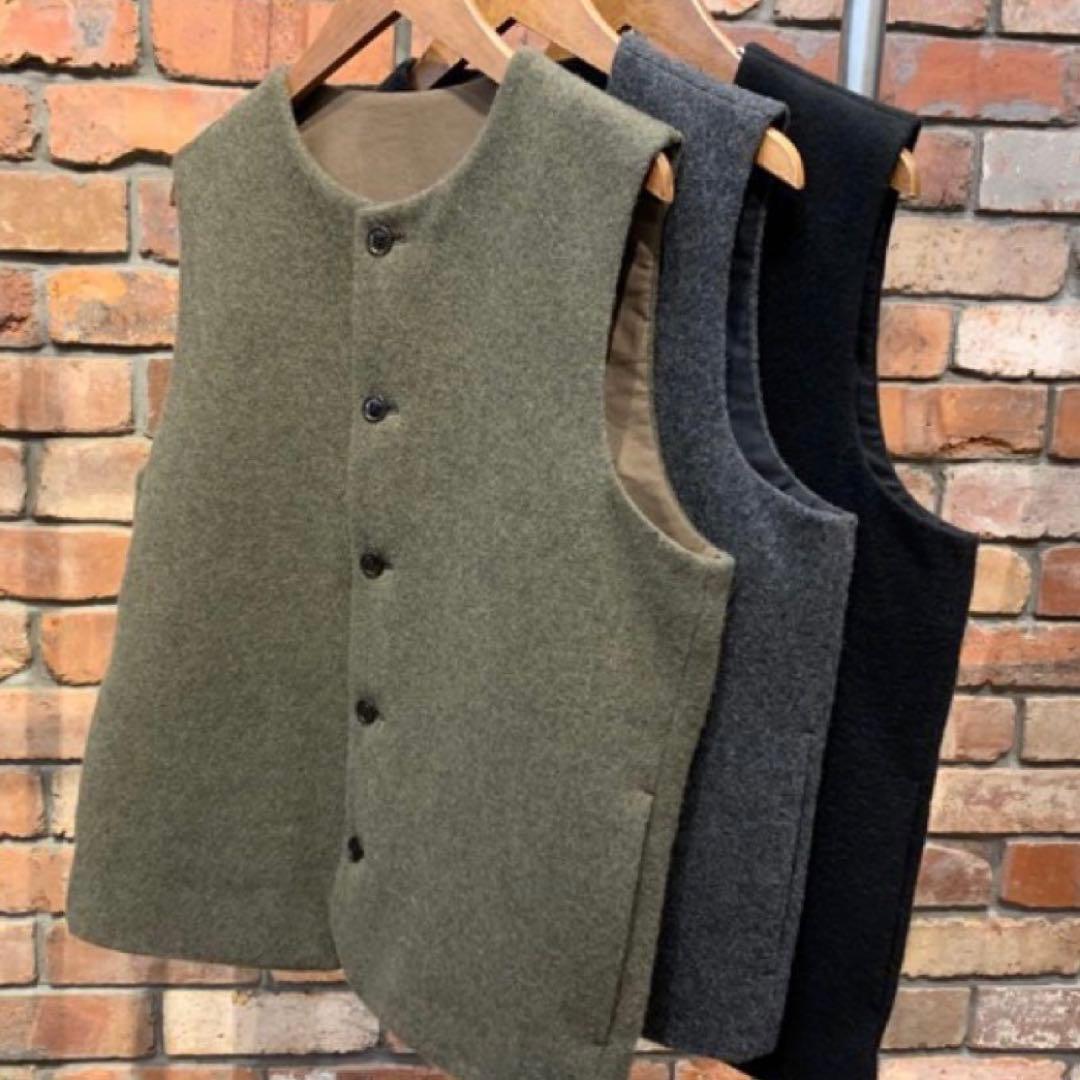 【美品タグあり】nest Robe CONFECT ウールモッサーベスト カーキ