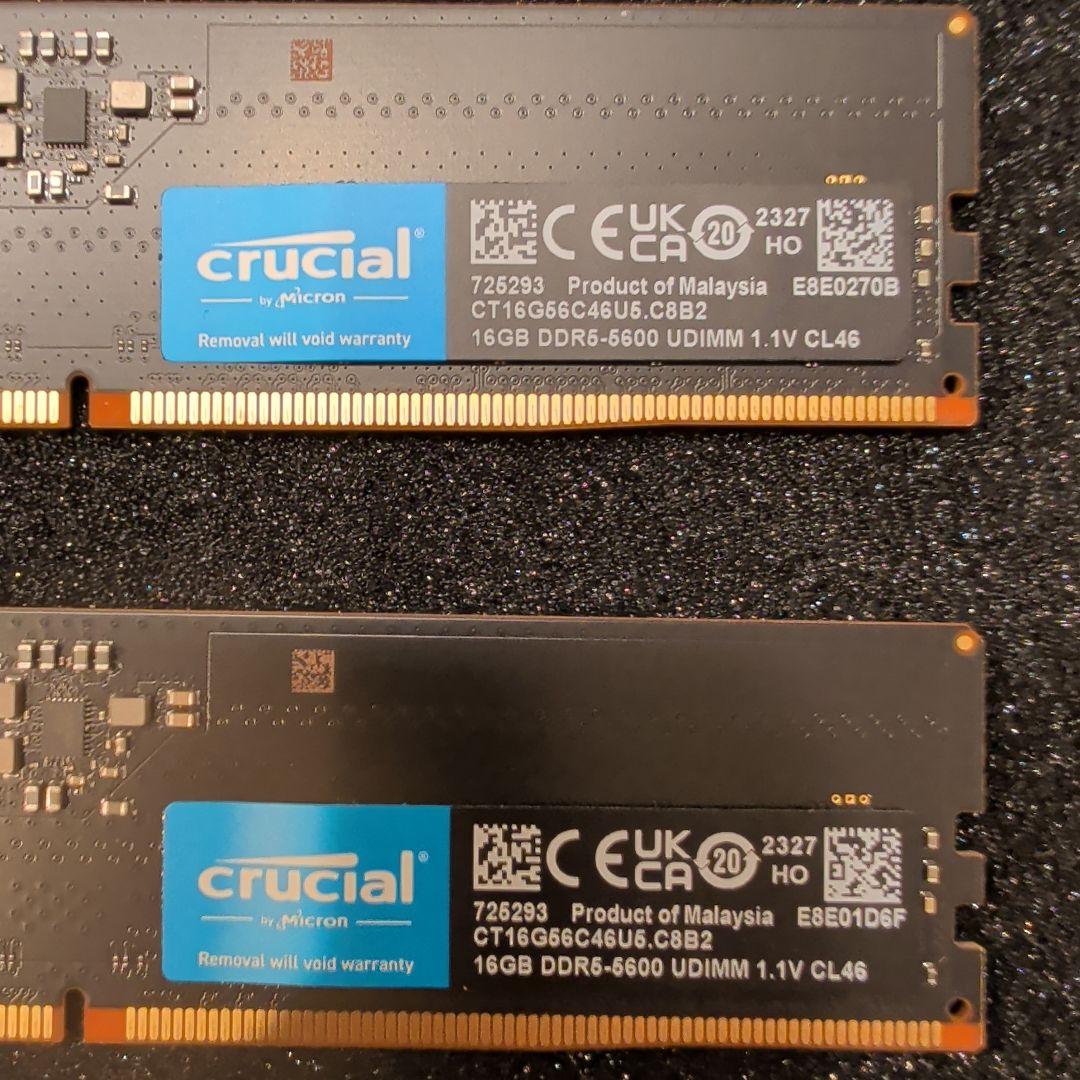 crucial DDR5-5600 容量: 32GB (2 x 16GB)