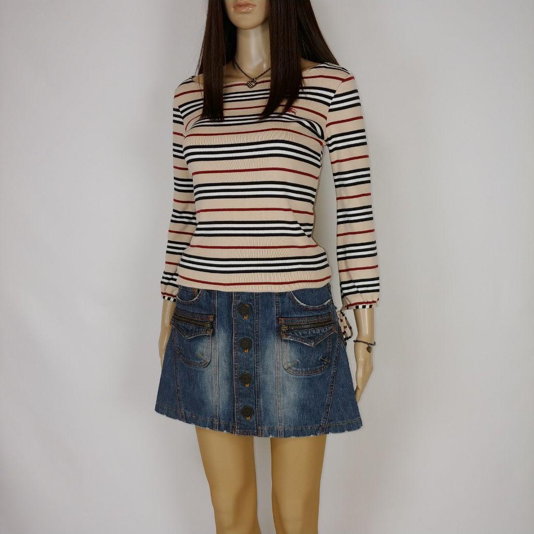 バーバリーブルーレーベル フロントボタンデニムミニスカート