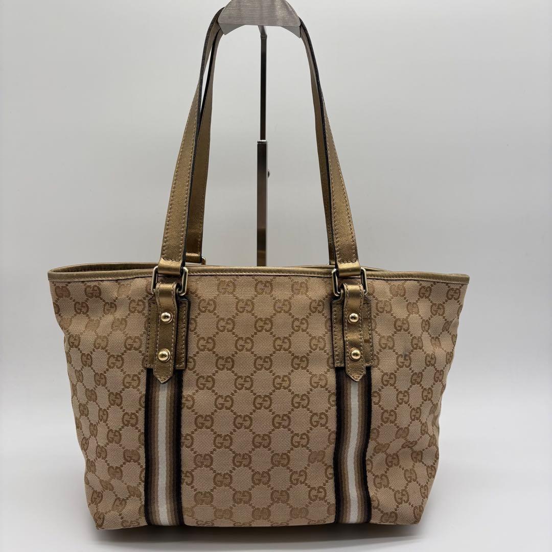 グッチ トートバッグ 肩掛け GGキャンバス シェリーライン ロゴ金具