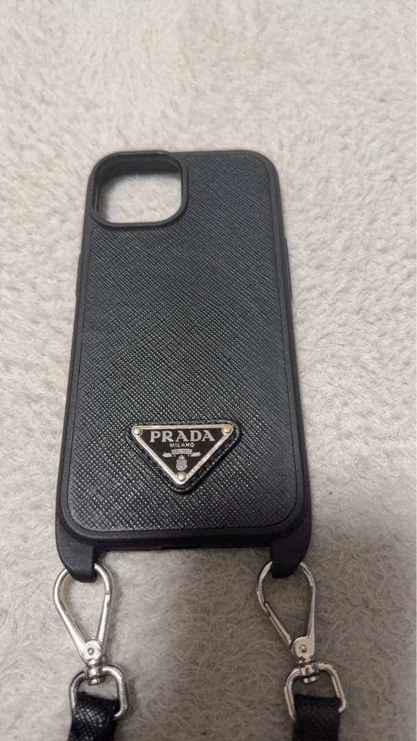 PRADA iPhone用ストラップ付きケース ブラック