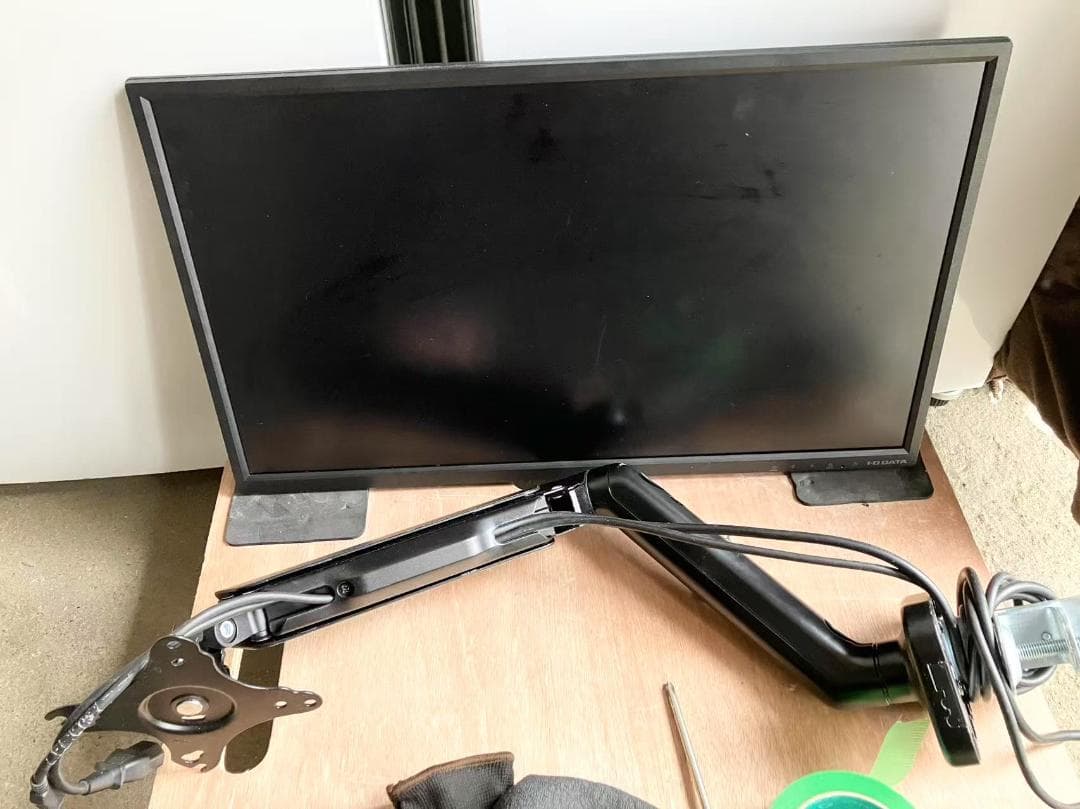 JC105-IODATA KH245V ブラック、モニター用シングルアーム付