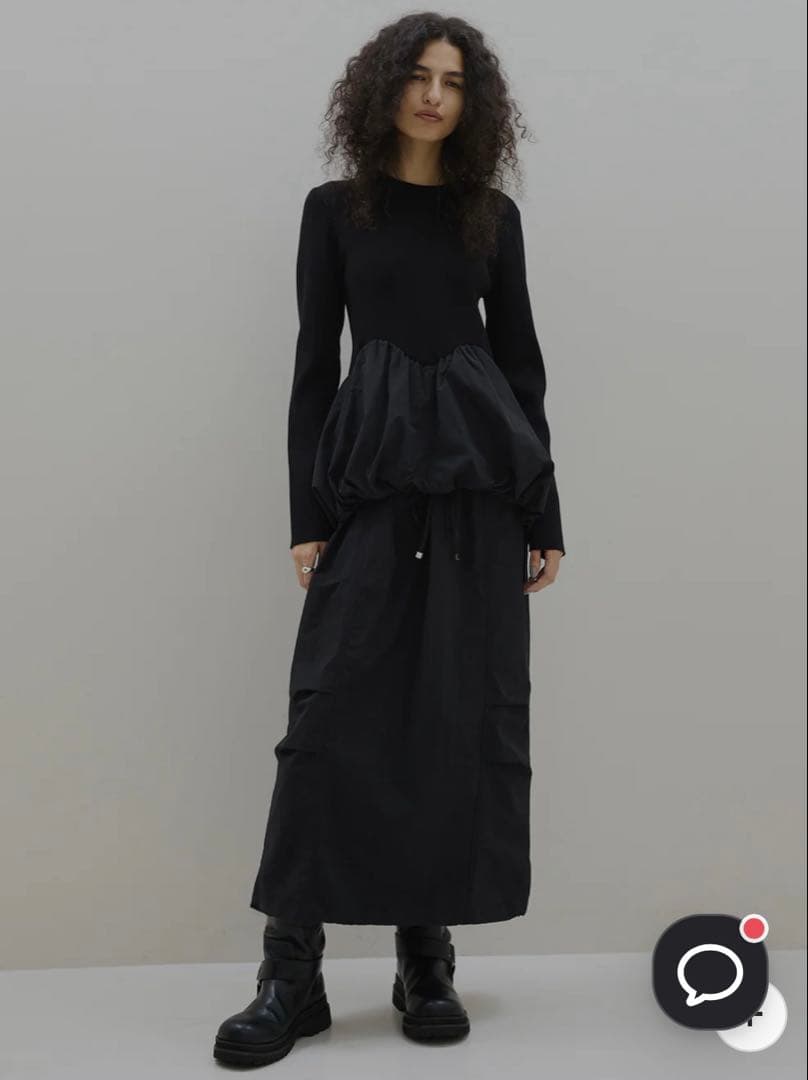 ワンピース BALLOON DETAIL KNIT DOCKING DRESS