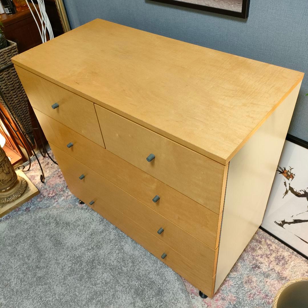 【廃盤品】無印良品 木製チェストワイド 脚付き 4段収納