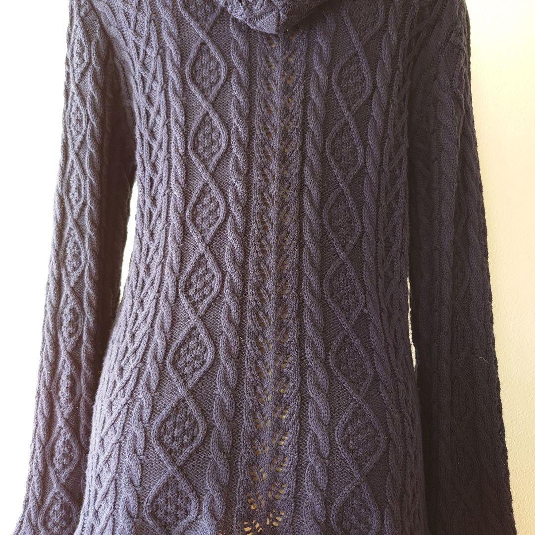 美品【ピンクハウス】フード付きニットロングカーディガン　パーカーセーター　フレア