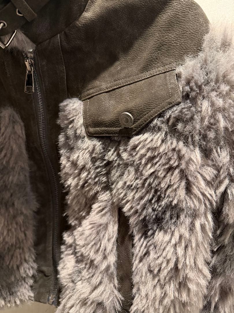 ち*こ様 送料込み即日発送　グレー ファー ジャケット ショート丈　Y2K