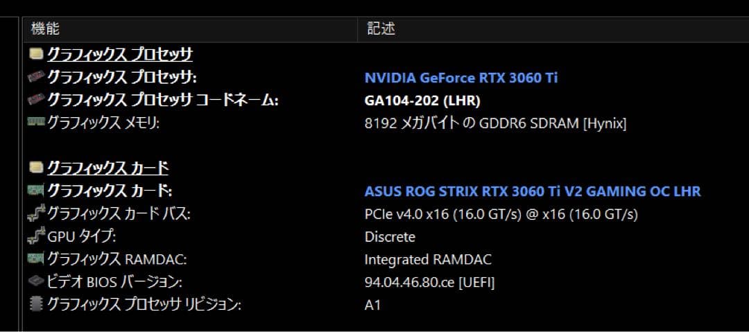 ROG STRIX GeForce RTX 3060Ti グラフィックボード