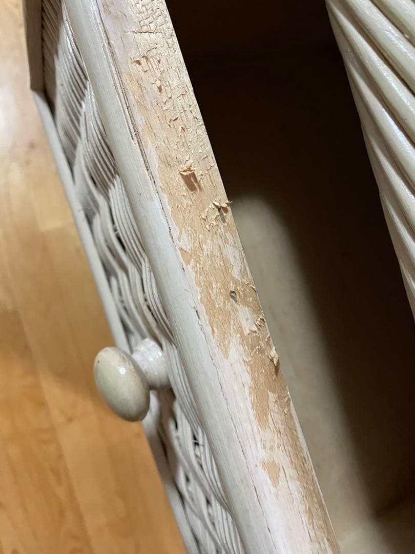 ヴィンテージ　ホワイトラタン風チェスト 3段☆②