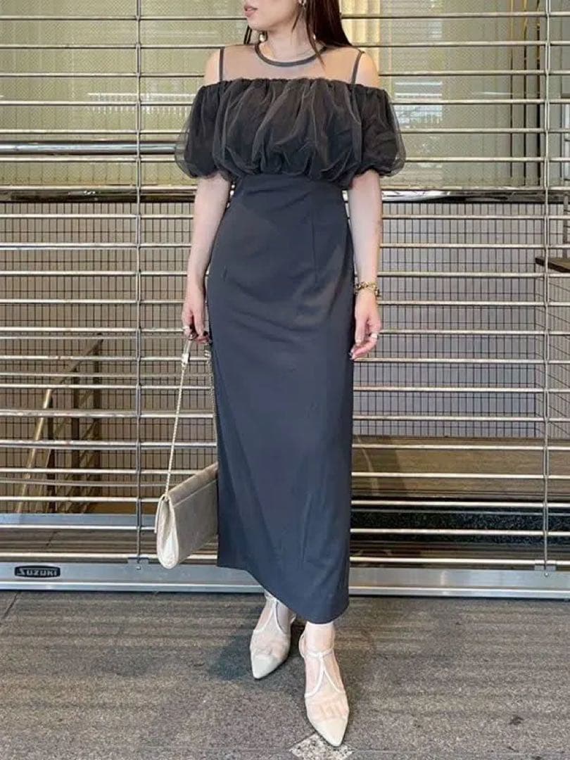 新品タグ付き LADYシアーボレロレイヤードワンピースドレス ラグナムーン M