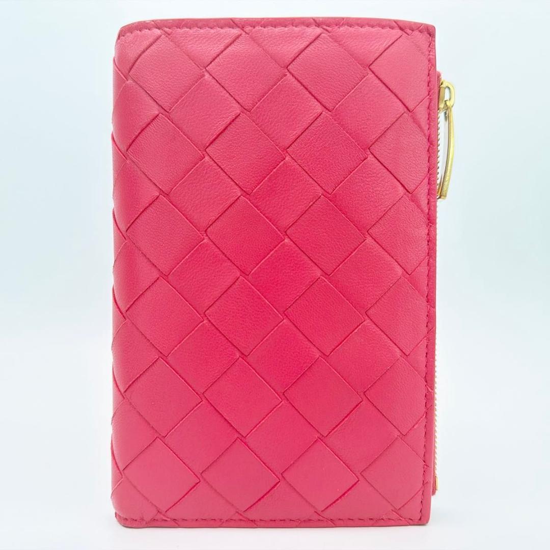 ボッテガヴェネタ イントレチャート 二つ折り財布 ピンク 749940 RFID
