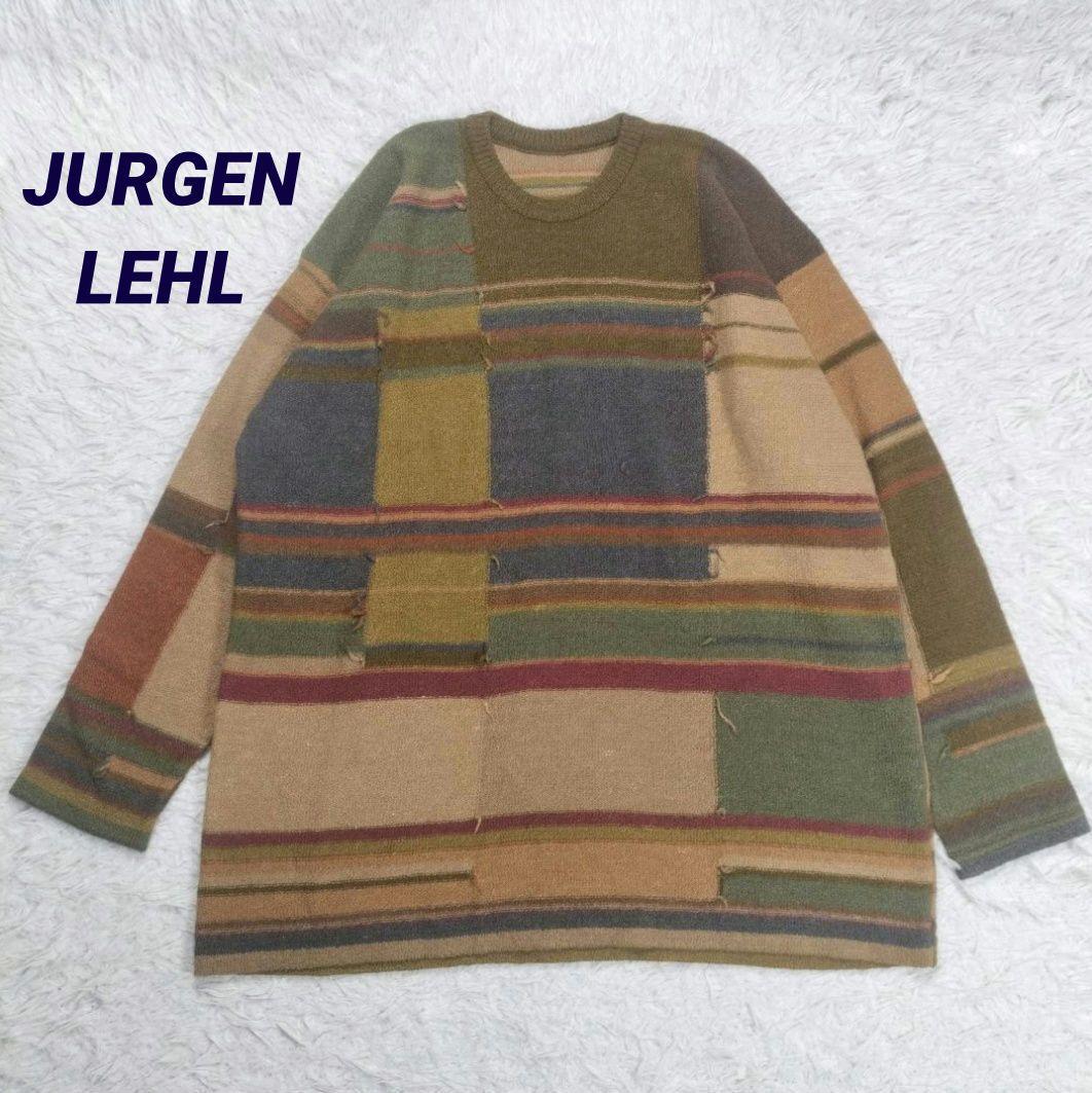 ヨーガンレール　パッチワーク柄ニット　ウール シルク　マルチカラー　フリンジ　M