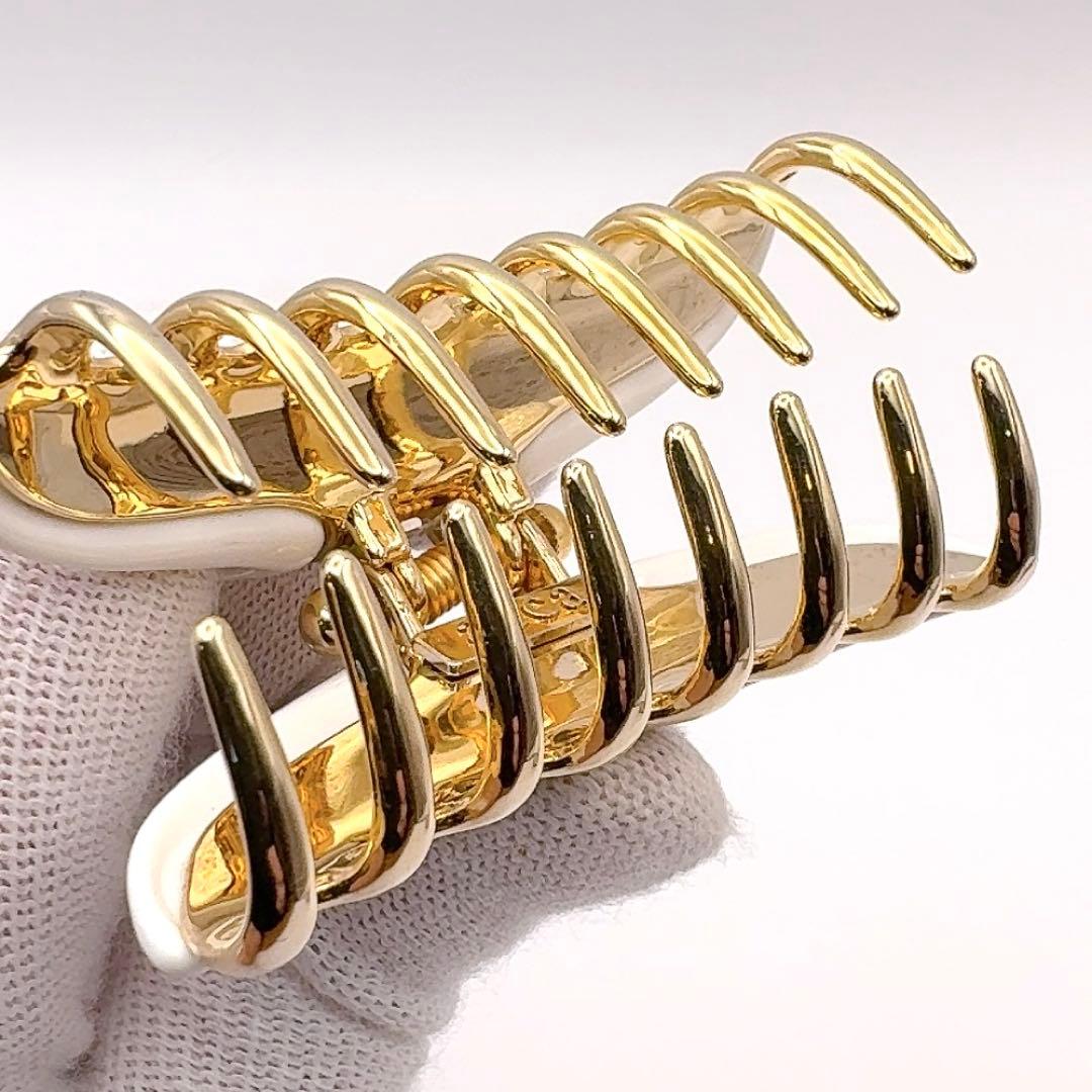 acca アッカ　ヘアクリップ　M ニューコラーナ　白　ゴールド　ラインストーン