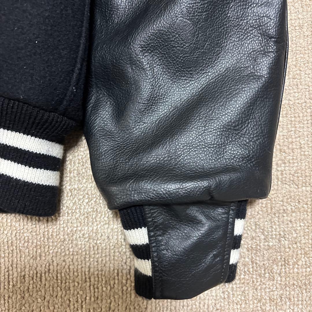 【早い者勝ち】訳ありゴールデンベアスタジャン黒ブラックレザーMサイズスタジャン