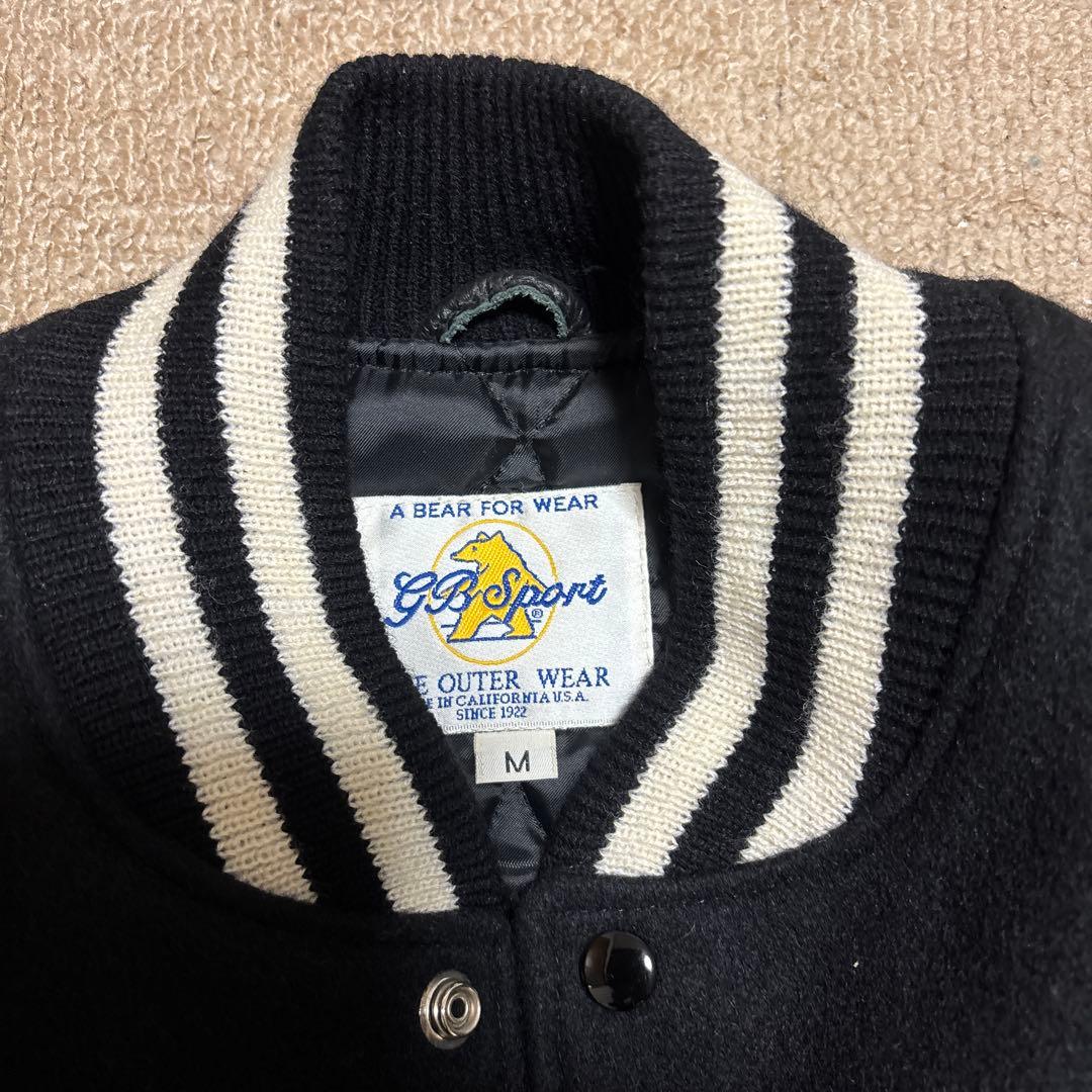 【早い者勝ち】訳ありゴールデンベアスタジャン黒ブラックレザーMサイズスタジャン