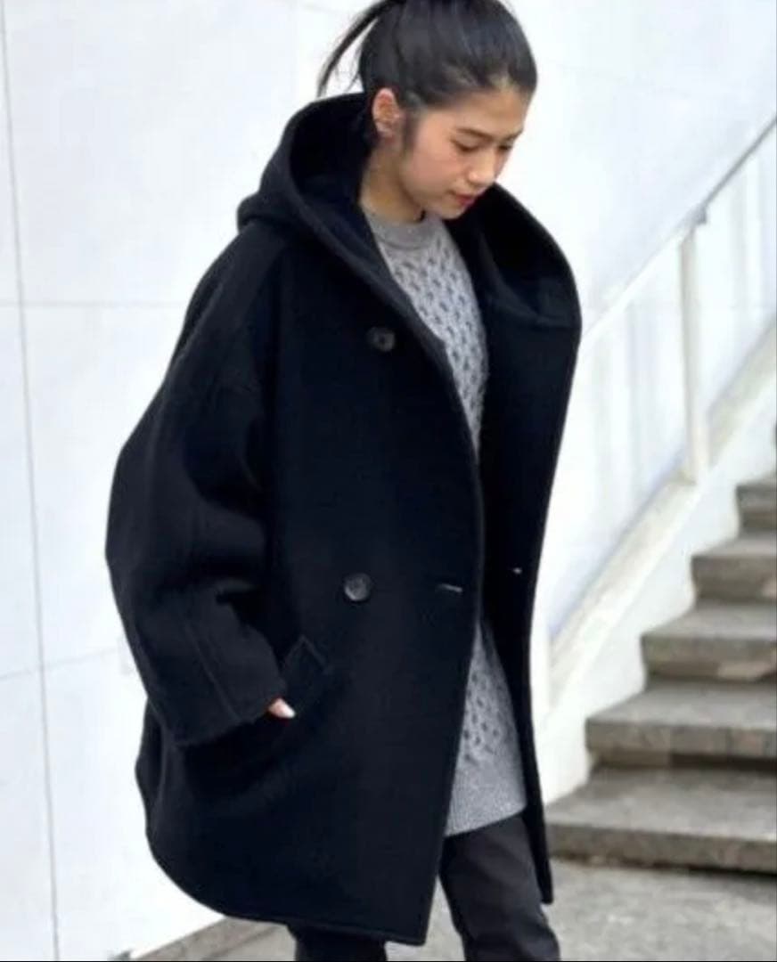 AP STUDIO ライトモッサオーバーフーディーコート　ブラック36