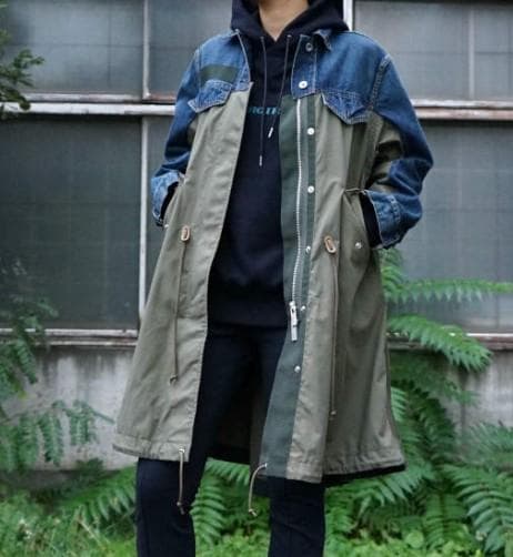 sacai サカイ　デニム　ドッキング　モッズコート　ニットMA1