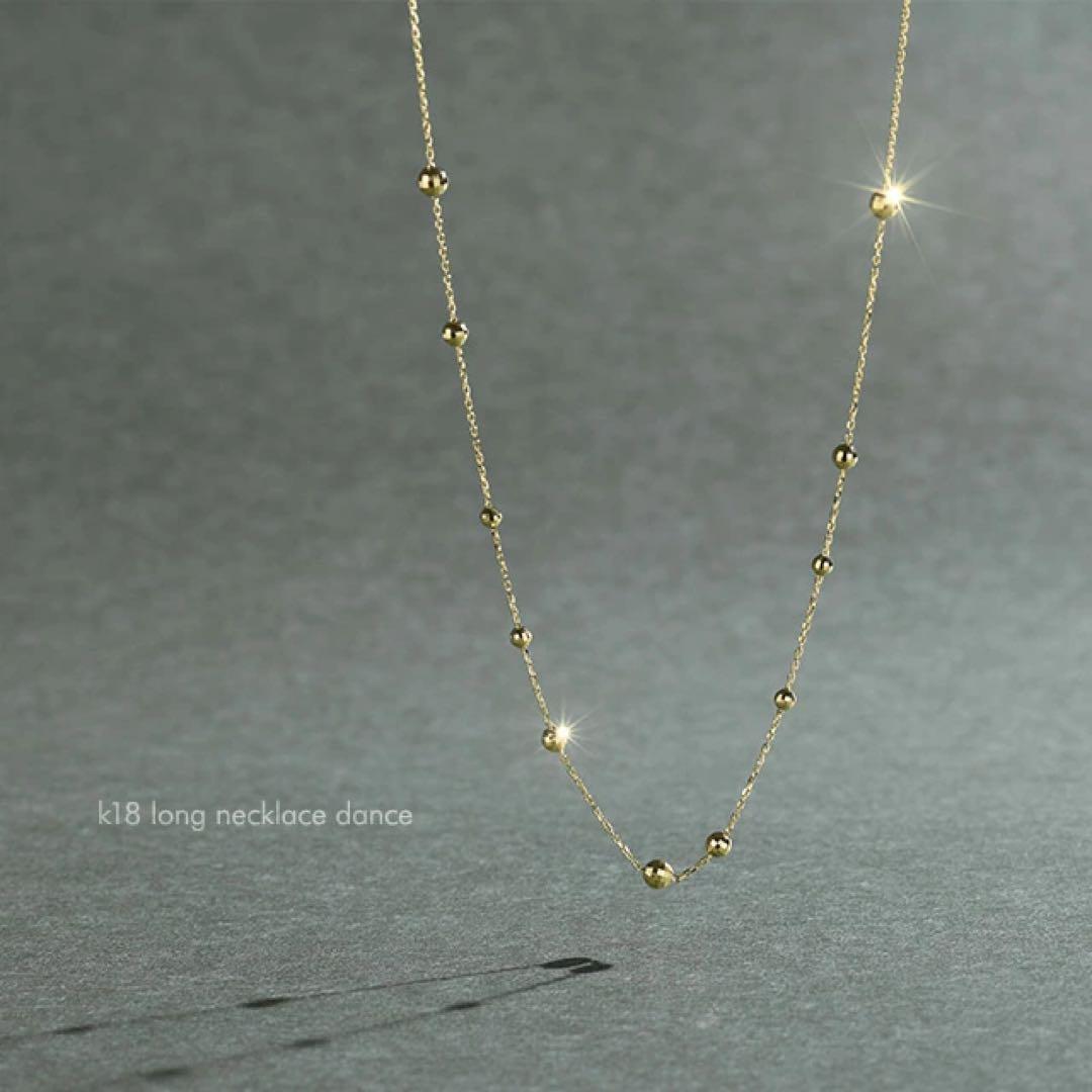 ロングネックレス K18 dance チェーンネックレス 18金 90cm