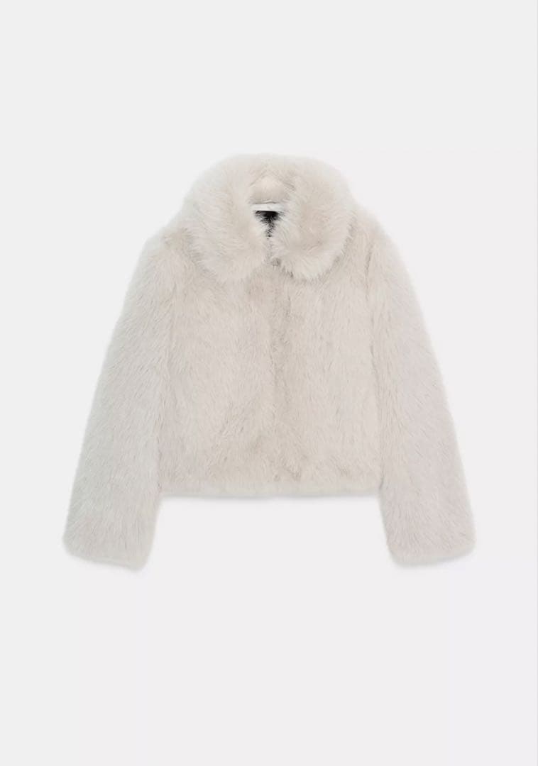 ZARA ジッパー付きショートフェイクファーコート