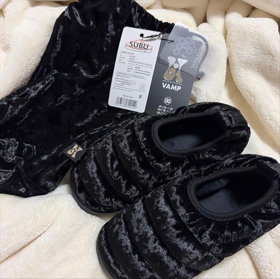 SUBU サンダル ベロア ブラック 23cm〜24cm