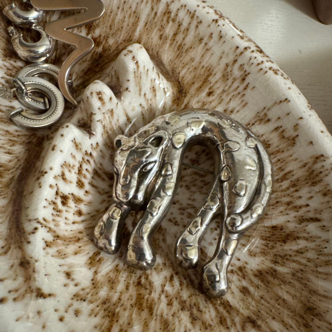 Silver925レオパードブローチ　vintage