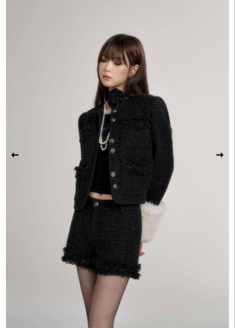 パンツ Tweed classic mini pants / andwang