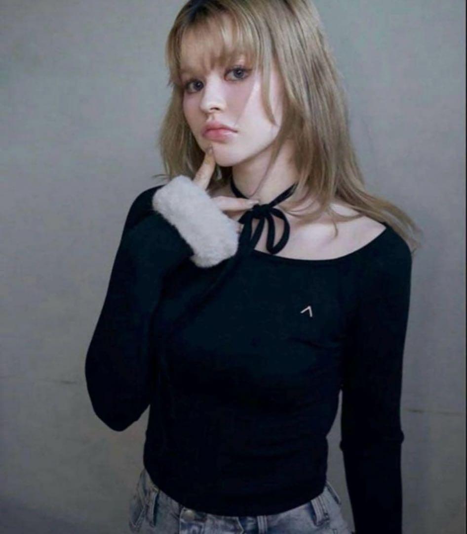 アンドマリー　andmary Ravi fur tops black