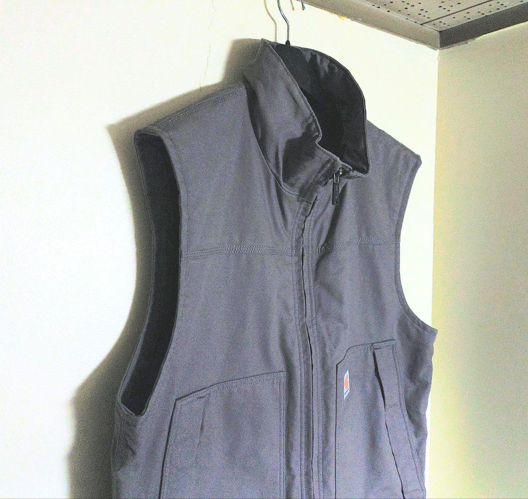 ❐Carhartt ⚪グレー ダブルジップ【ドローコード付き】ベスト