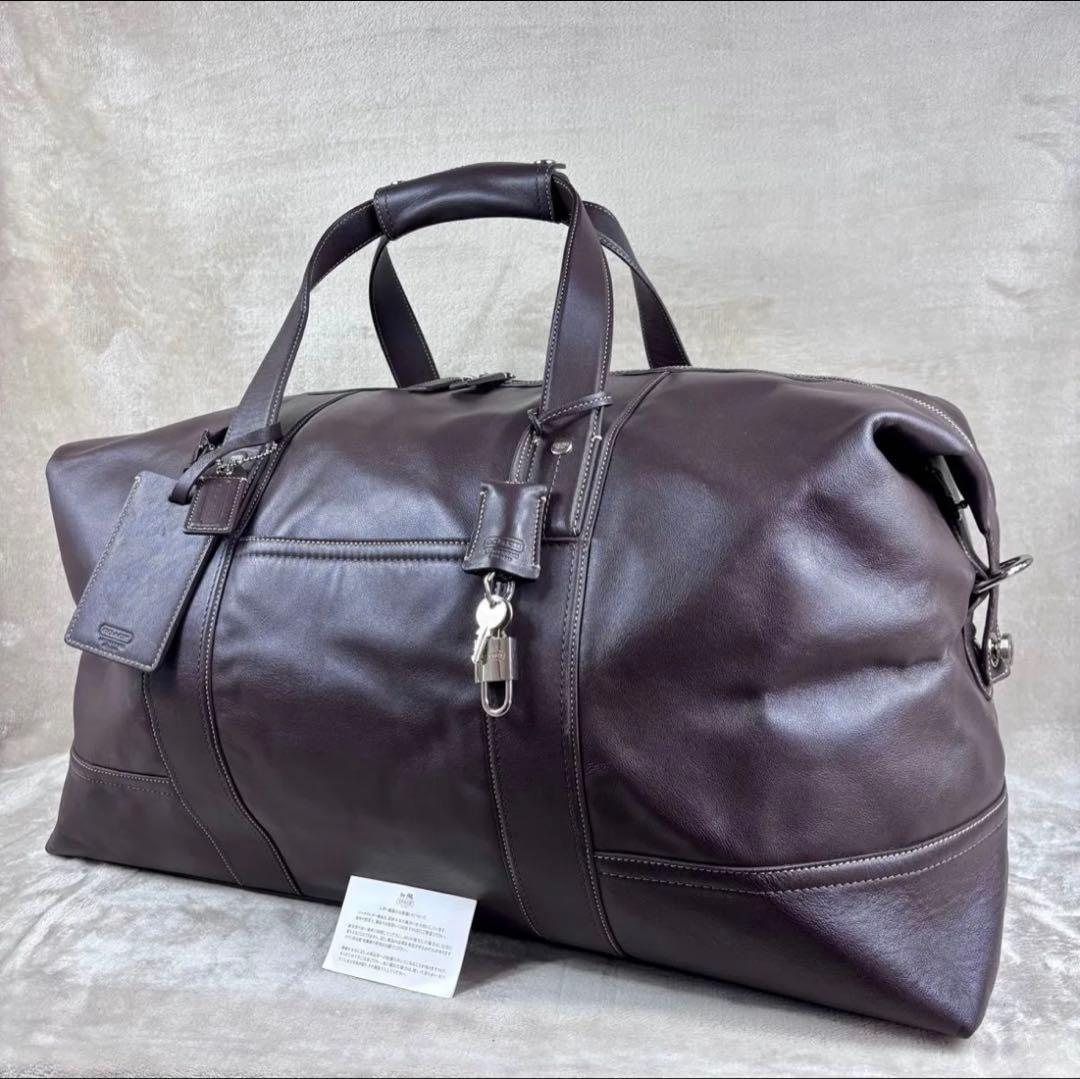 極美品　希少　廃盤モデル　COACH ボストンバッグ　本革レザー　ダークブラウン