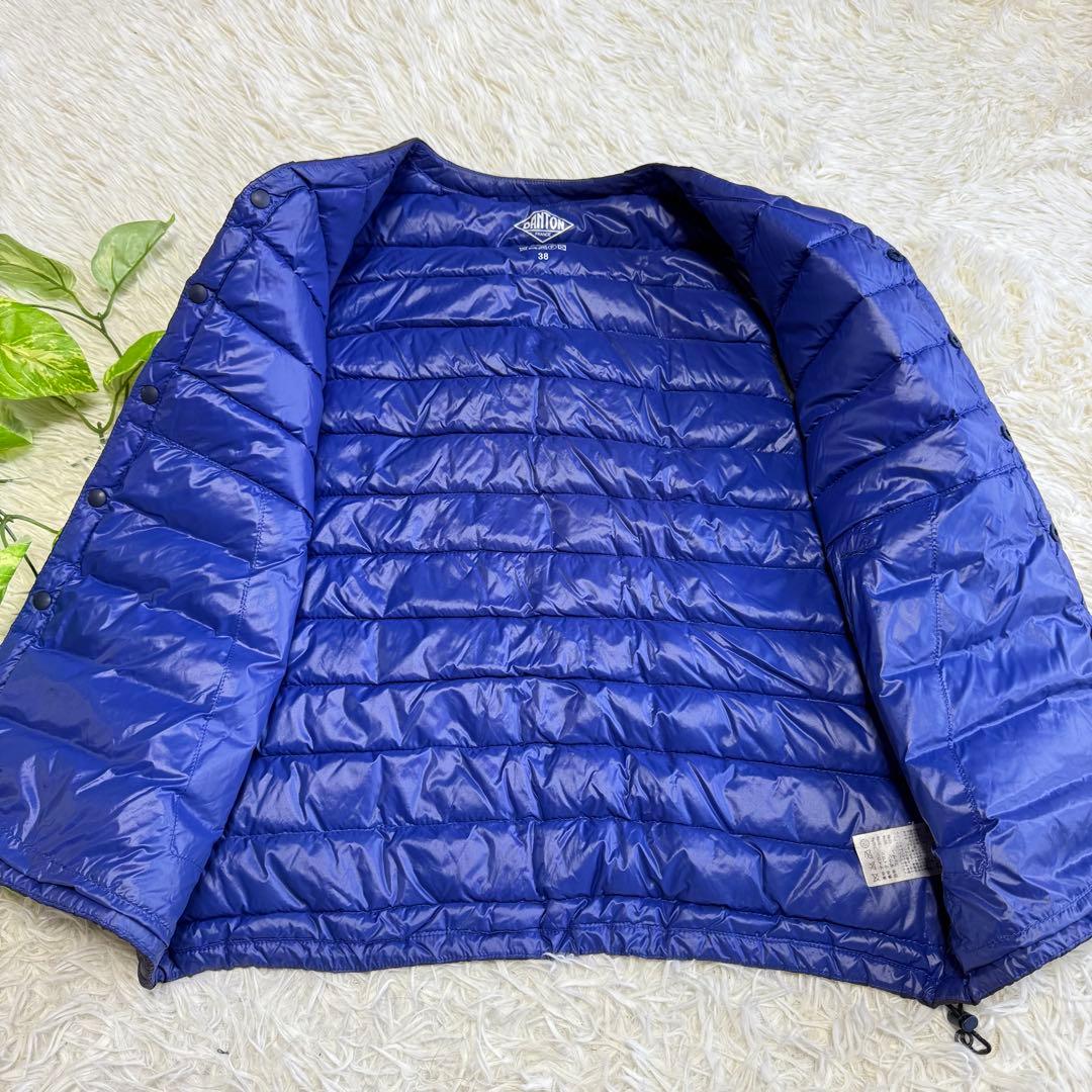 【ダントン】美品 ダウンベスト ネイビー 38サイズ レディース ロゴ