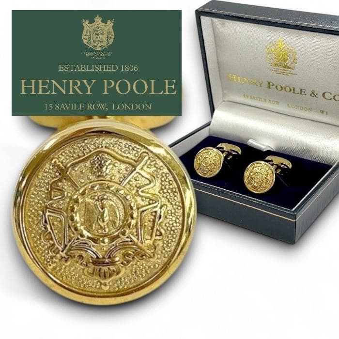 ヘンリープール 英国製 刻印入り カフリンクス カフスボタン スウィヴル式 金