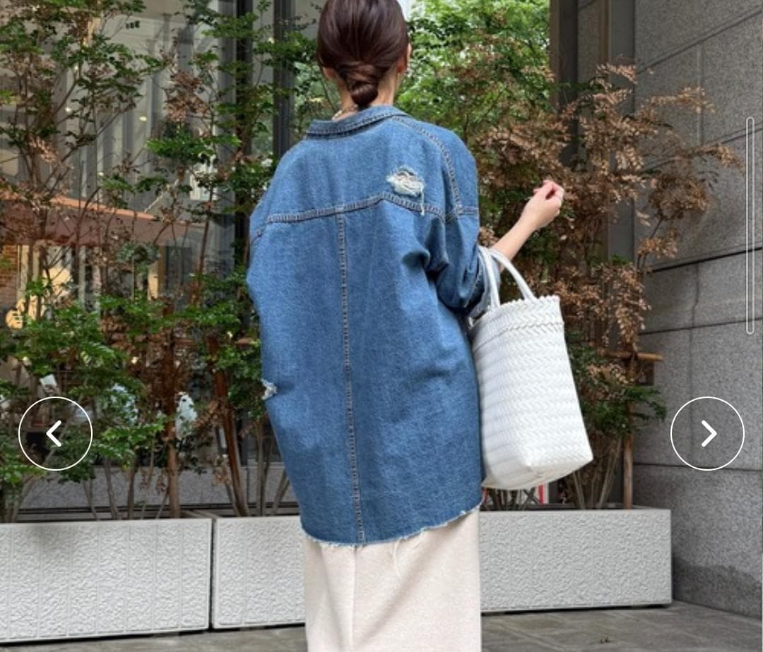 DouDou 　デニムシャツ　ダメージ