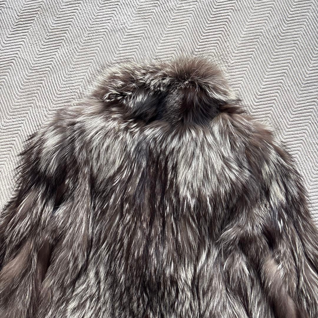 最高級　【シルバーフォックス】美品　サガフォックス　銀タグ　毛皮　ジャケットM