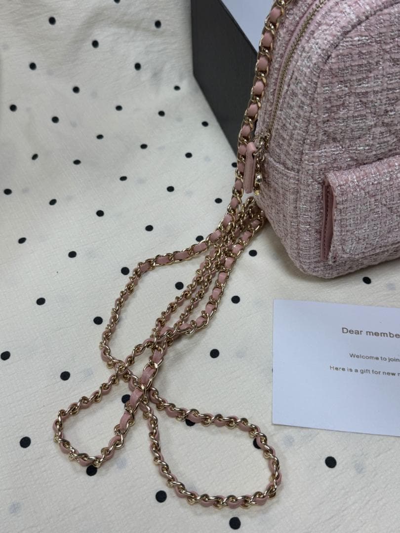 VIP★顧客限定 ピンク ツイード バックパック型ショルダーバッグopk