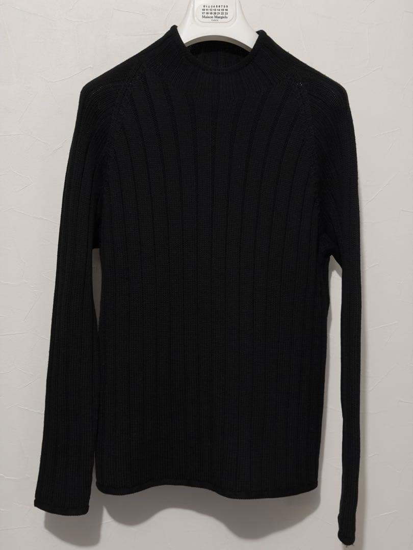 HERMES ブラック リブニットセーター ウール