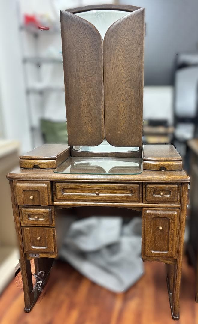 3面鏡 鏡台 ドレッサー レトロ 日本板ガラス コンセントあり ノンブランド