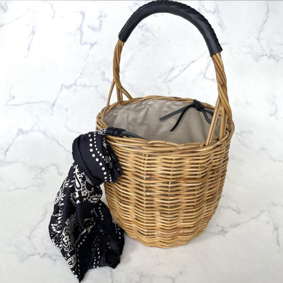 マニプリ manipuri カゴバッグ かご レザーハンドル スカーフセット