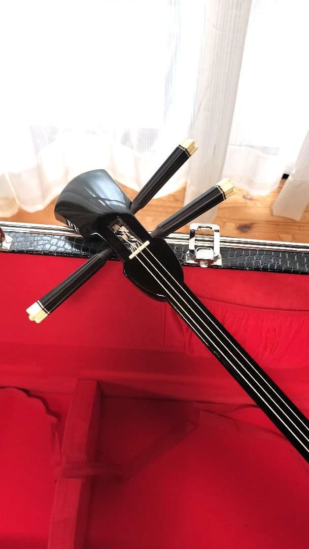 三線 本革 盛島開鐘チーガ 美品