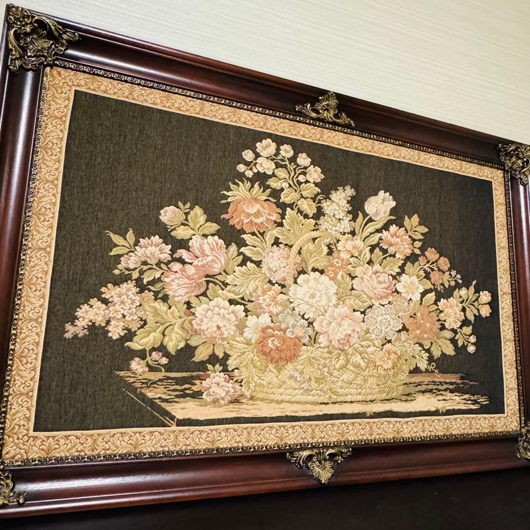 アンティーク額縁　ゴブラン織り タペストリー イタリア製 絵画 132x85