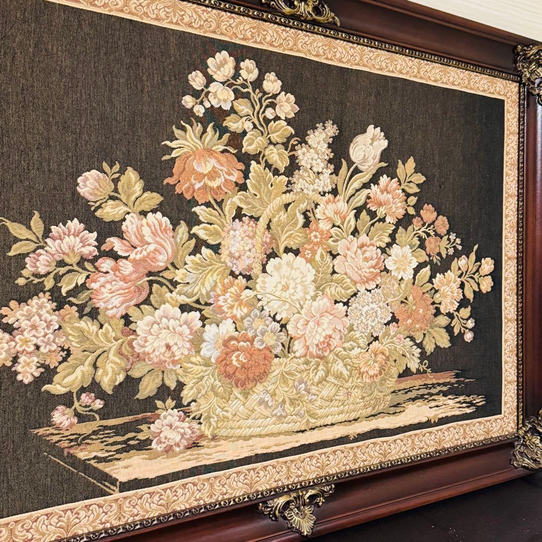 アンティーク額縁　ゴブラン織り タペストリー イタリア製 絵画 132x85