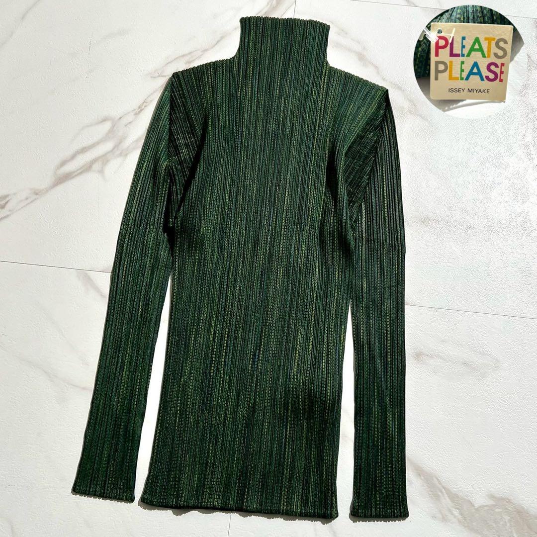 90年代 タグ付 極美品✨PLEATS PLEASE ハイネック 総柄 長袖