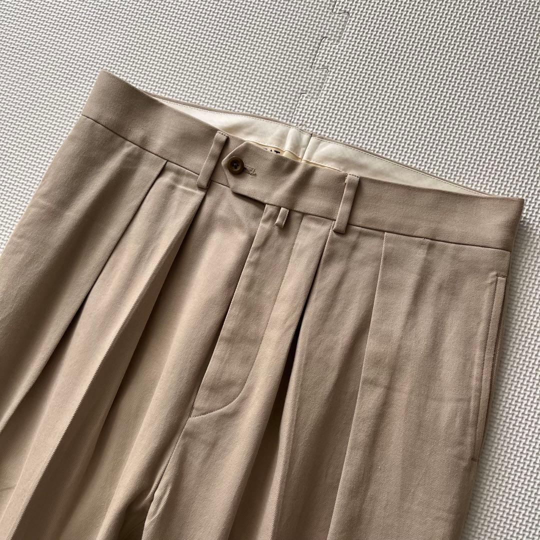 美品 NEAT 2タック テーパード チノパン ベージュ 46 スラックス