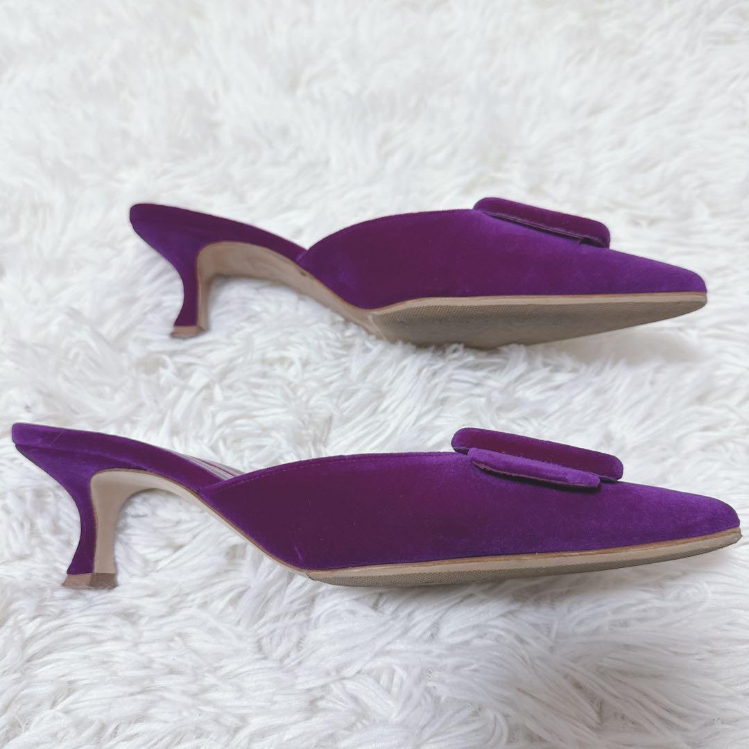 Manolo Blahnik マノロブラニク　メイセール　ミュール　スエード　紫