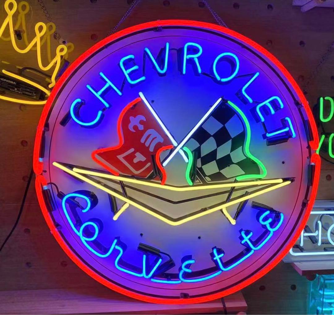 オリジナル　シボレーコルベットロゴネオンサイン ガレージ装飾 ネオン管 オーダー