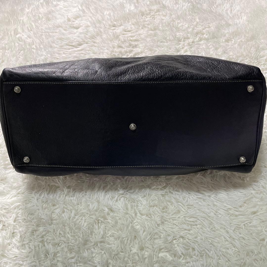 美品 アニエスべー ボヤージュ ボストンバッグ 本革 黒 大きめ 南京錠