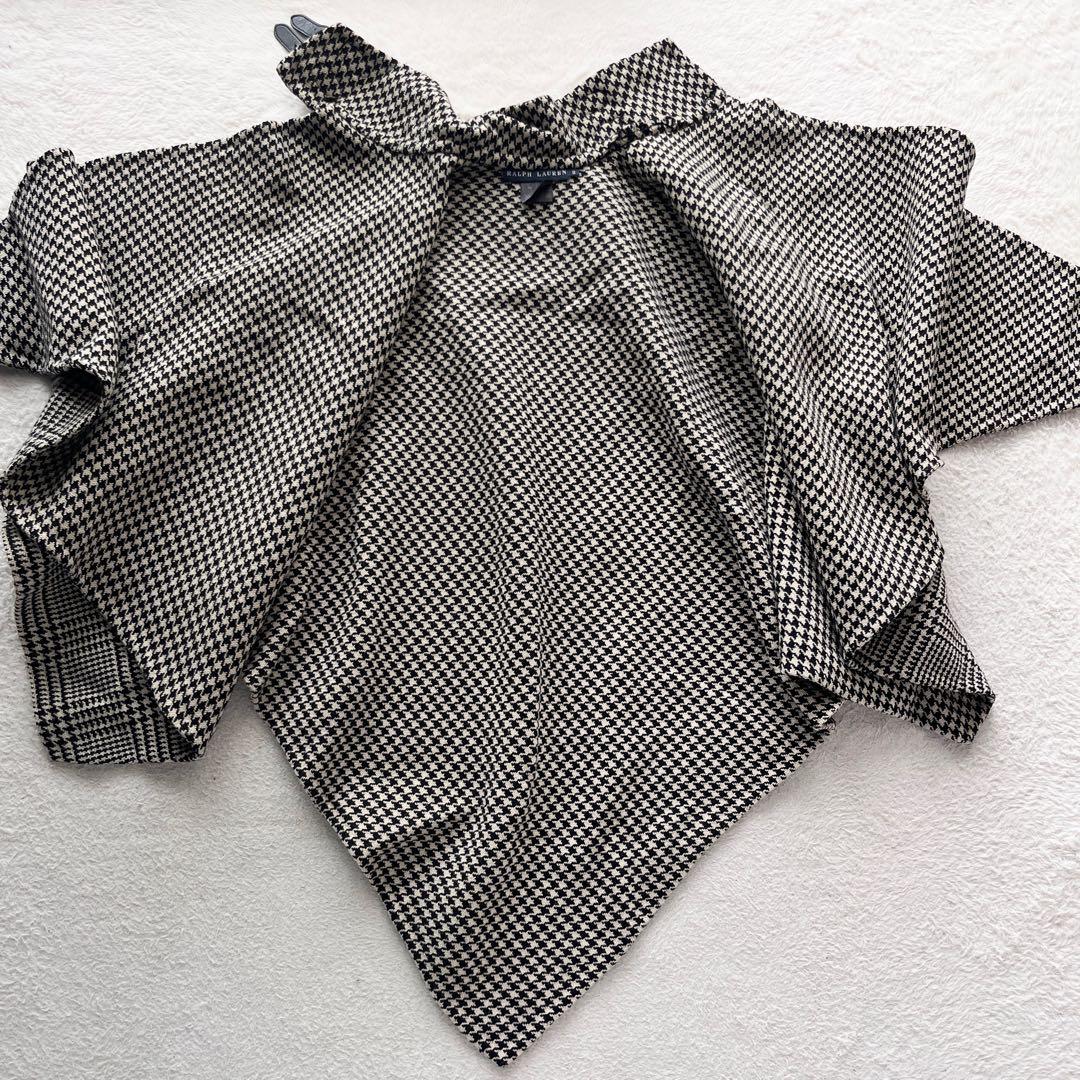 美品✨ラルフローレン ポンチョ ケープ チェック 千鳥格子 レザーベルト