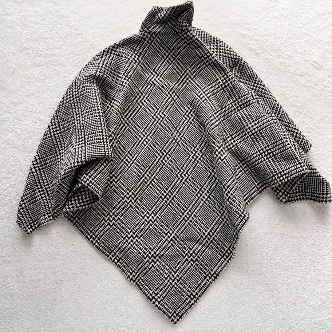 美品✨ラルフローレン ポンチョ ケープ チェック 千鳥格子 レザーベルト